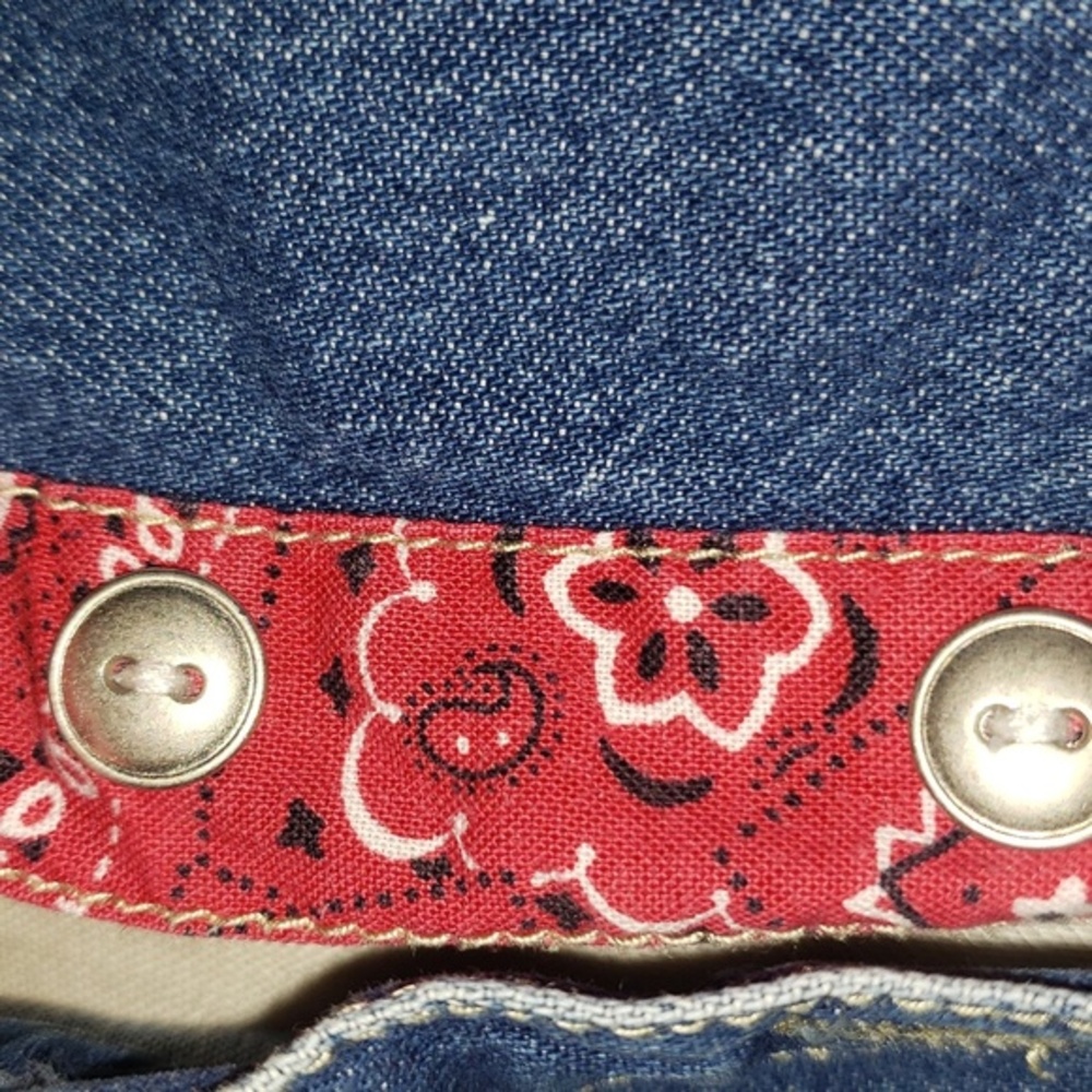 JG Hook Vintage Sleeveless Collared Red Bandana Neck Denim Sheath Jean Dress 16 - Picture 8 of 16